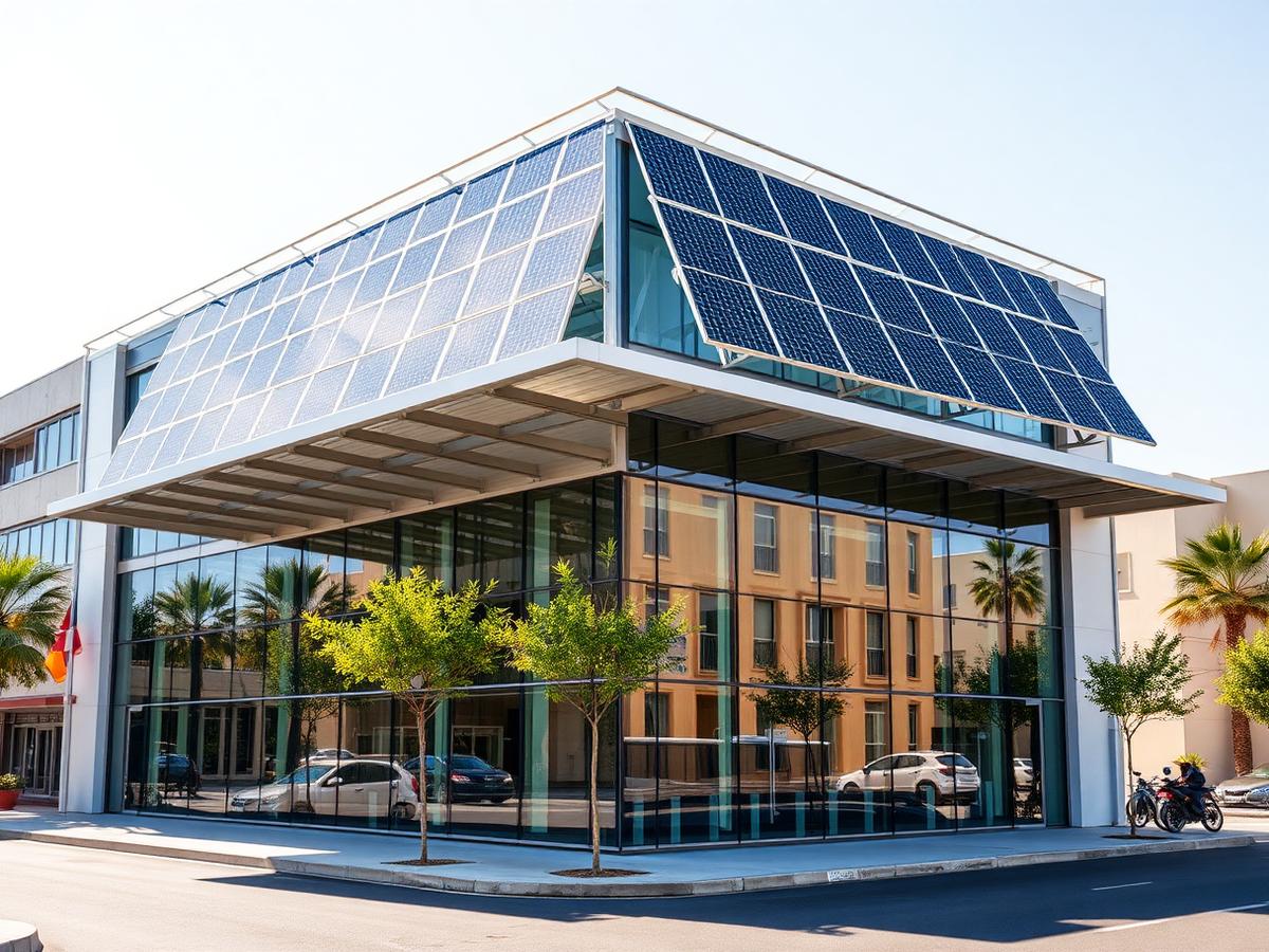 Bâtiment professionnel équipé de panneaux photovoltaïques